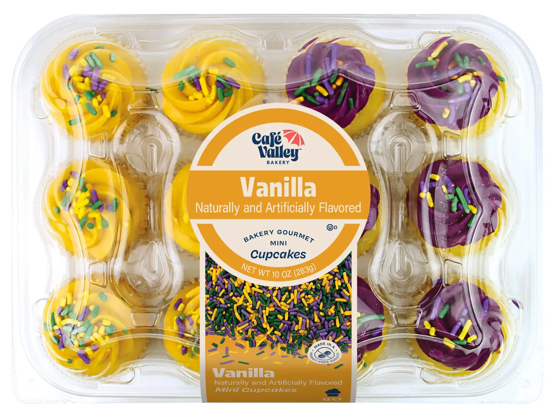 Seasonal - Mardi Gras Vanilla Cupcakes